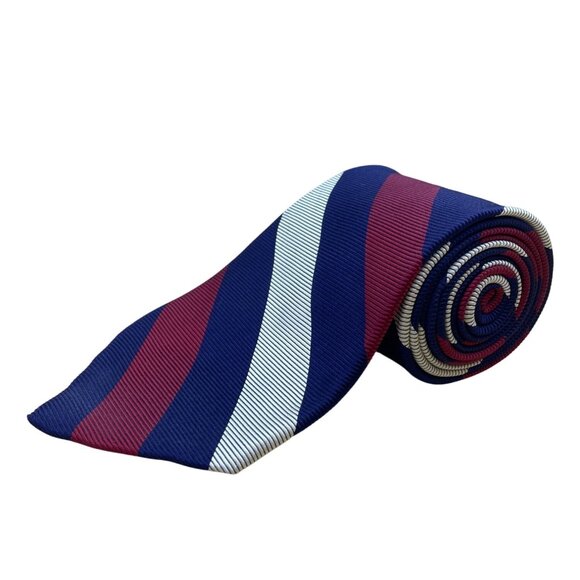 Vintage Brooks Brothers Blue/Red Striped Silk Tie Classic Neckwear Handmade USA - Picture 1 of 7